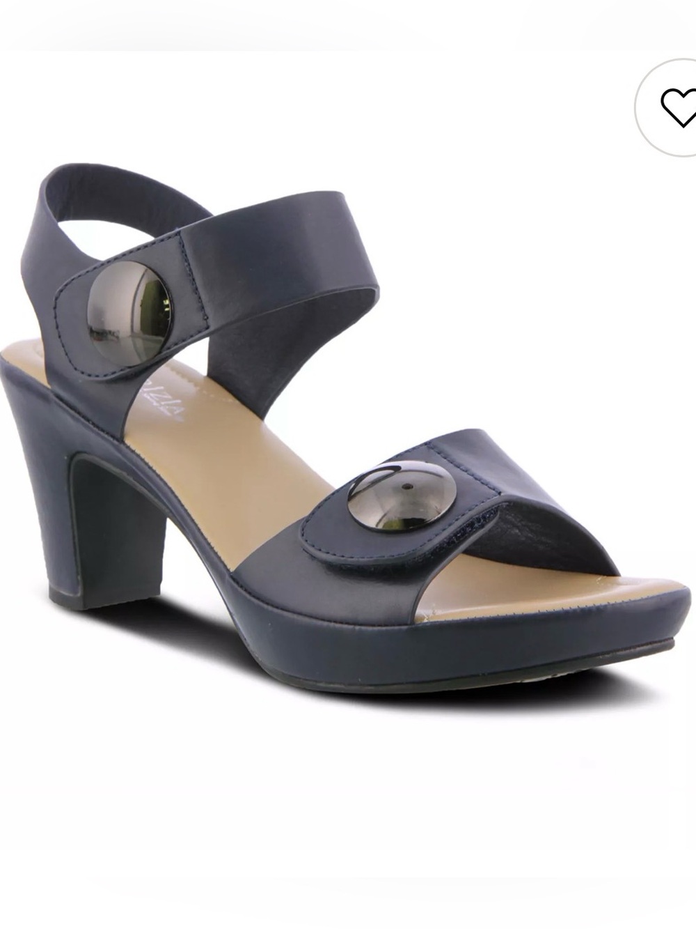 Patrizia Navy Comfort Heels with Decorative Easy-Close Feature, 10